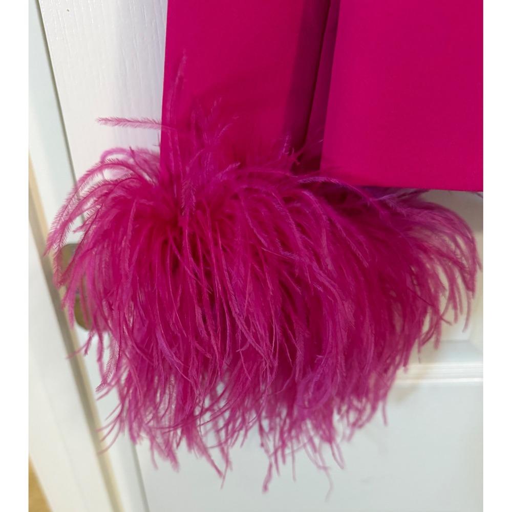 Zara Feather Cuff Blazer Fuschia Avant Garde Women's Oversized XS Barbie NWOT - Picture 4 of 8